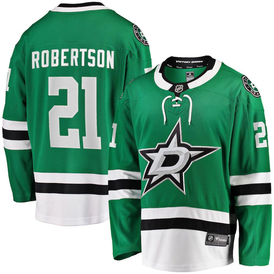 Men Dallas Stars #21 Jason Robertson Fanatics Branded Kelly Green Home Breakaway Replica NHL Jersey